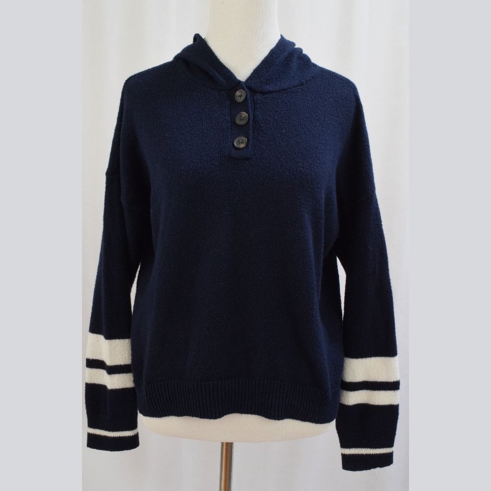 American Eagle Women's Size XS Blue White Sweater Hoodie